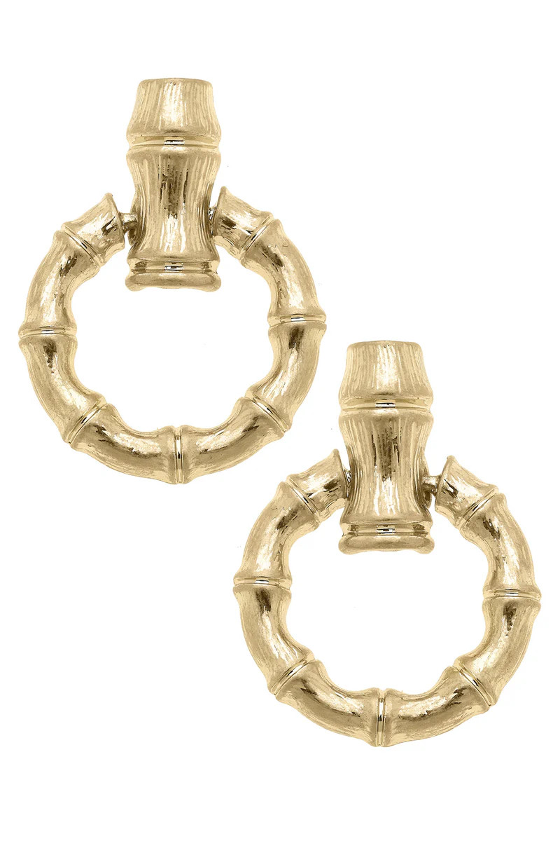 Pippa Bamboo Horsebit Earrings in Shiny Gold | CANVAS
