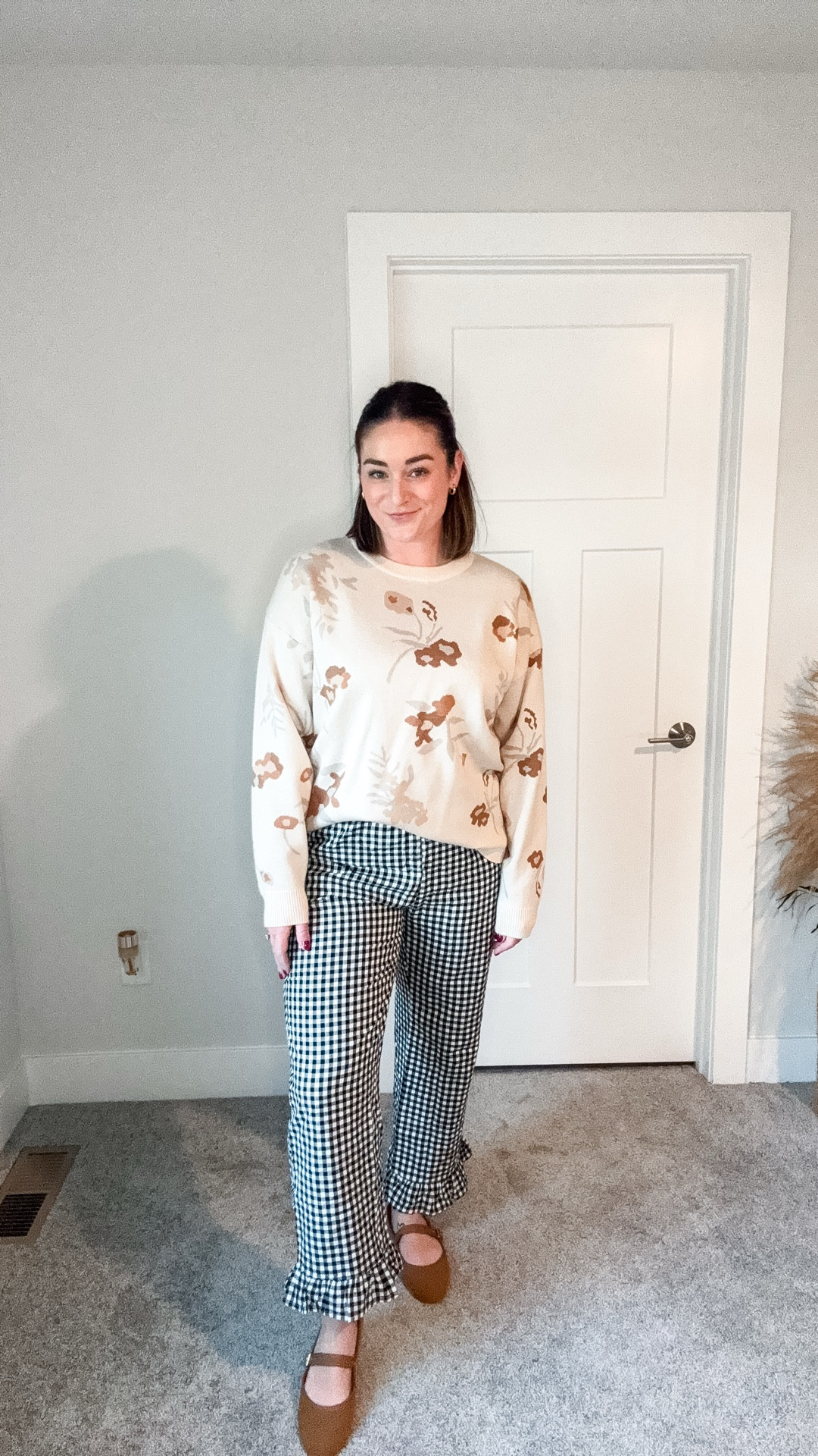 Thanksgiving outfit ideas!! All from Amazon (except the floral sweater) 🤎  the chocolate brown ballet flats are a NEED

#LTKootd #LTKMidsize #LTKHoliday