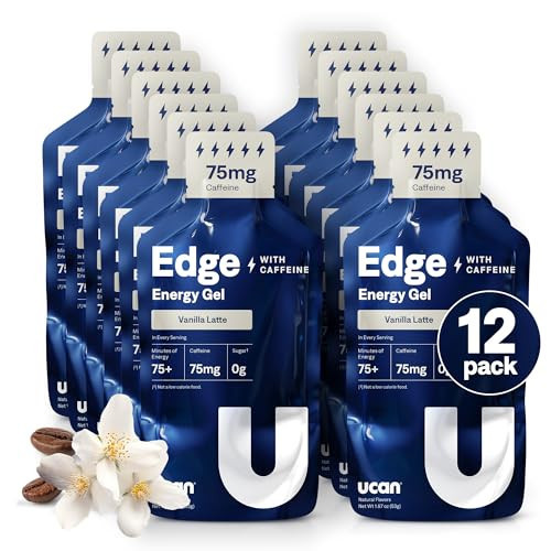 UCAN Edge Energy Gel Shots, Vanilla Latte + Caffeine (12, 2 Ounce Packets) for Running, Training, Workouts, Fitness, Cycling, Crossfit | Sugar-Free, Vegan, & Keto Friendly Energy | Amazon (US)