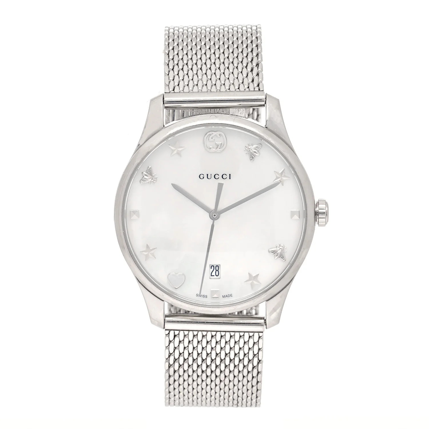 GUCCI Stainless Steel Mother of Pearl 36mm G-Timeless Charms Quartz Watch | FASHIONPHILE | Fashionphile