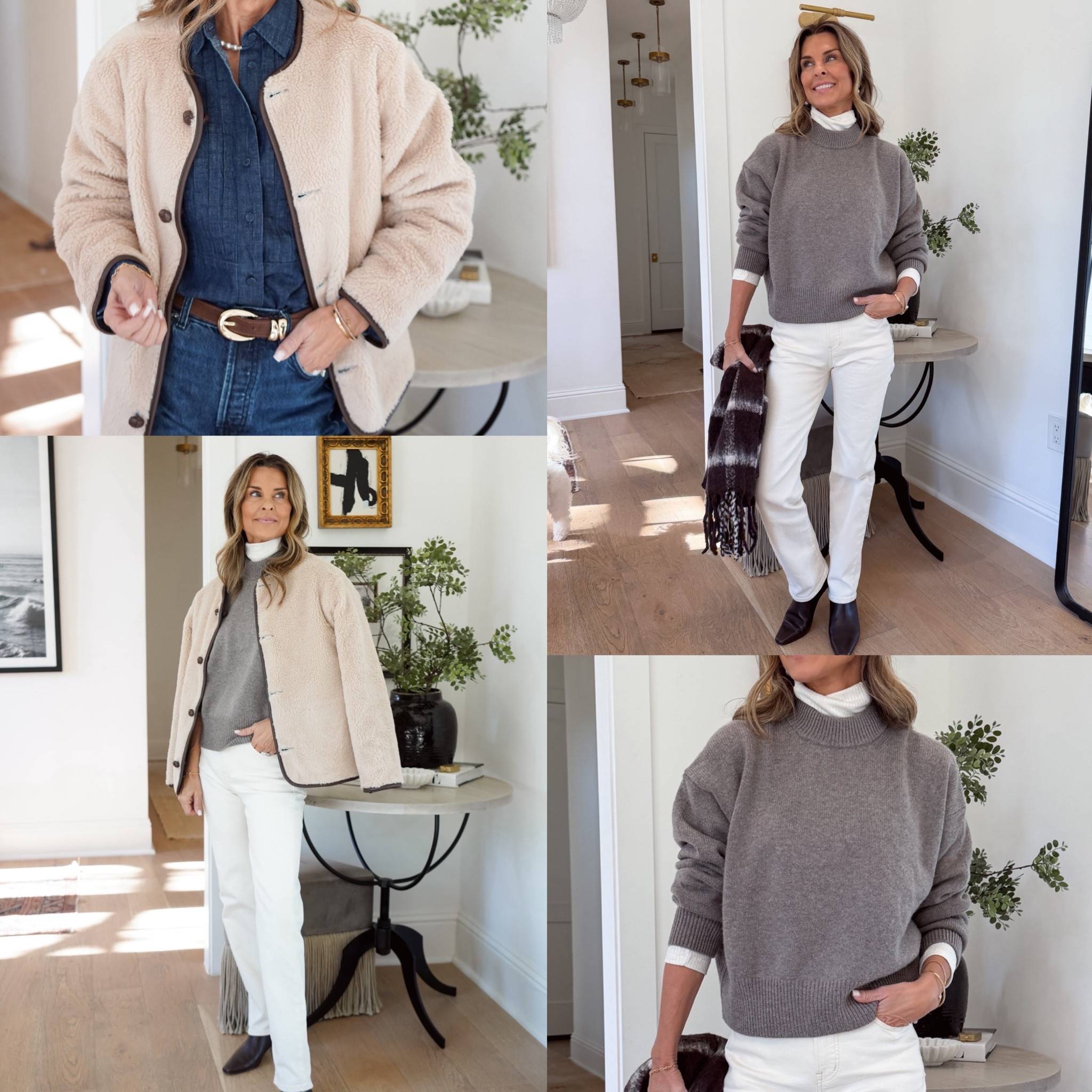 Elevated winter looks! I’m 5’6’’.
-Denim on denim with this tuxedo denim button up (they have been restocking it). Size XS
-Paired it with a subtle barrel jean and a belt that gives it the perfect Ralph Lauren touch. TTS
-Finished the look with this reversible Sherpa jacket. Cannot get over how cute the buttons are! Size XS
-Cozy winter tones with a soft sweater that has a bit of structure, and a scallop collared top layered underneath. Both size S! 
-This is the first time I’ve worn the long line jean, I love the straight leg. And several washes are available! TTS
-The boots have been on heavy repeat. Perfect heel height and comfortable. TTS

#LTKSeasonal #LTKootd #LTKOver40