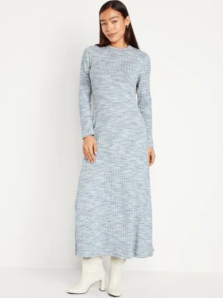 Fit & Flare Rib-Knit Maxi Dress | Old Navy (US)