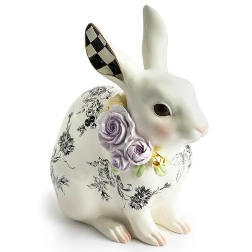MACKENZIE-CHILDS Butterfly Toile Bunny Figurine, Resin Rabbit Statue for Spring, Short | Amazon (US)