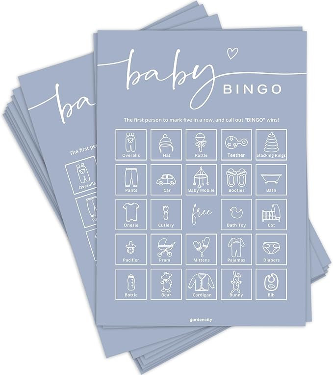 GardenCity Baby Bingo - 50 Unique Cards, Blue, Gender Neutral, Pre-Filled Fun Game Activity, Perf... | Amazon (CA)
