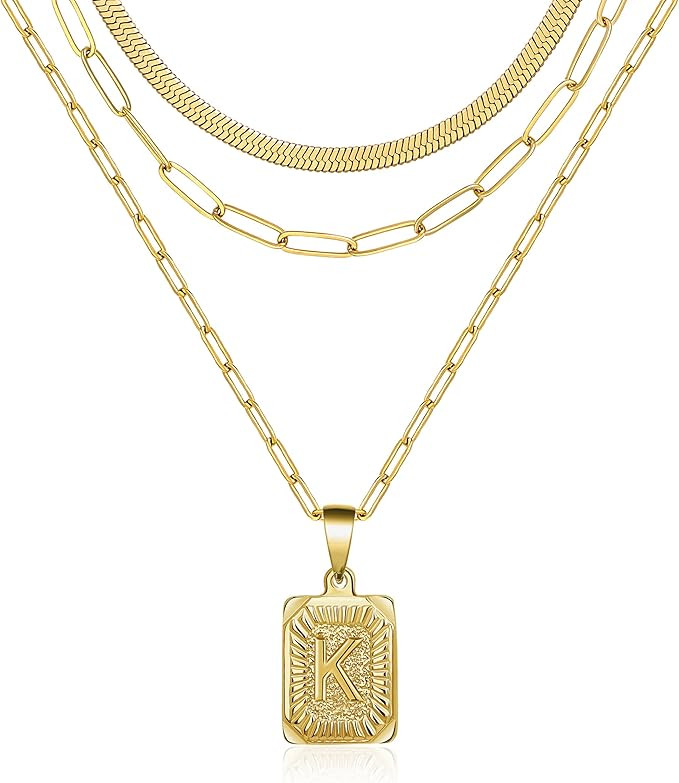 Gold Initial Necklaces Gift for Women,18K Gold Plated Dainty Layering Paperclip Link Chain Neckla... | Amazon (US)