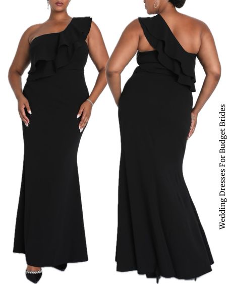 Modern and sleek, this full length plus size gown is under $100.

#formalwedding #blacktiewedding #eveningblacktiedresses #promdresses #formaldresses

#LTKFindsUnder100 #LTKWedding #LTKPlusSize