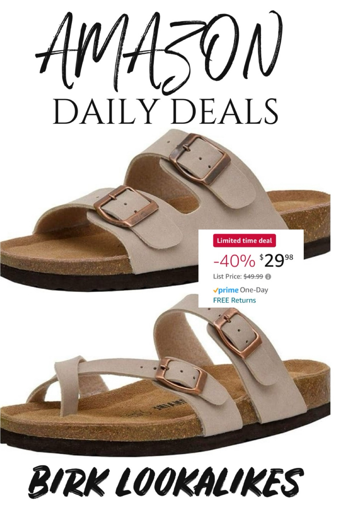 Amazon daily deals 
Birkenstock lookalikes 40% off 

#LTKFindsUnder50 #LTKShoeCrush #LTKStyleTip
