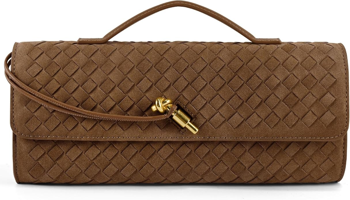 Woven Clutch Purses for Women, Formal Satchel Leather Evening Bag Shoulder Handbag | Amazon (US)