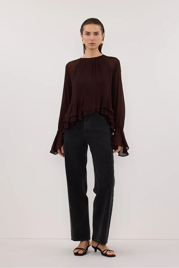 BODHI DARK CHOC LONG SLEEVE TOP | DISSH