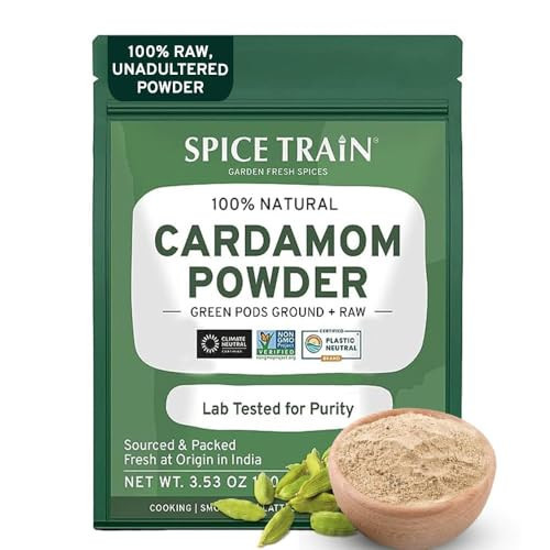 Cardamom Powder (100g/3.53oz) Gluten Free, Raw Ground Elaichi for Cooking, Smoothies, Lattes, Masala Tea, Packed in Resealable Zip Lock Pouch | Amazon (US)