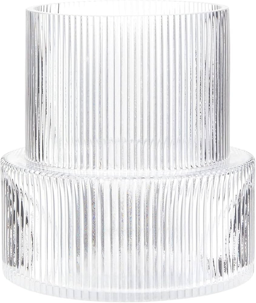 YANWE1 Clear Glass Vase, Ribbed Vase, Fluted Glass Vase, Flower Vase, Modern Vase for Centerpiece... | Amazon (US)