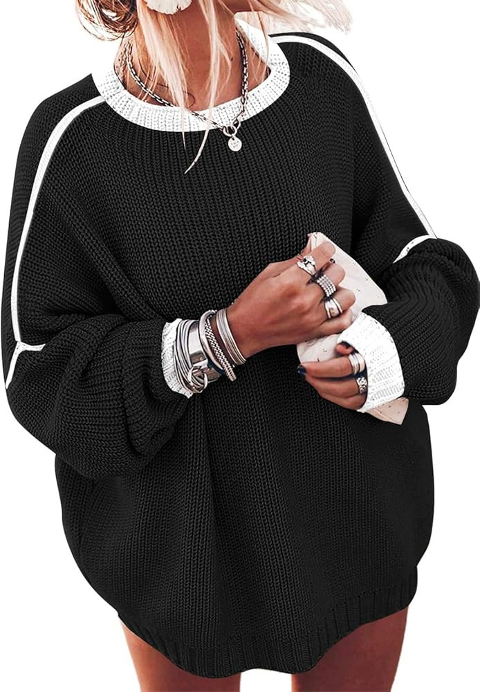 ETCYY Women's Oversized Sweaters Fall 2025 Fashion Winter Clothes Batwing Long Sleeve Knit Sweate... | Amazon (US)