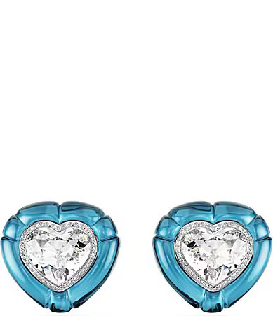 Swarovski Dulcis Heart Cut Pav Blue Heart Clip Stud Earrings - Blue | Dillard's