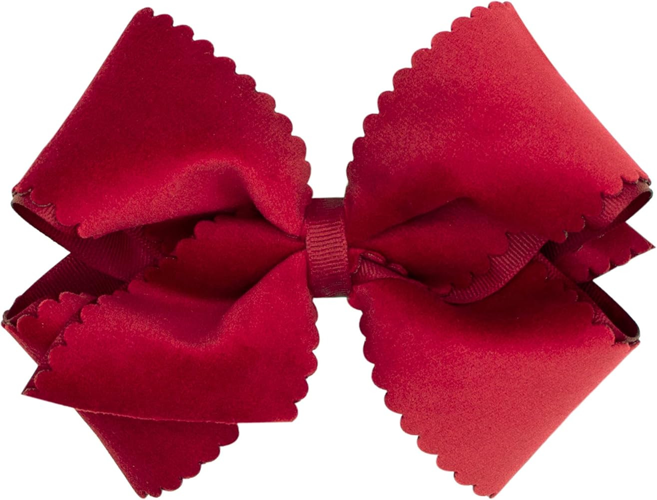 Wee Ones Girls' Grosgrain Hair Bow with Scalloped Edge Faux Velvet Overlay | Amazon (US)