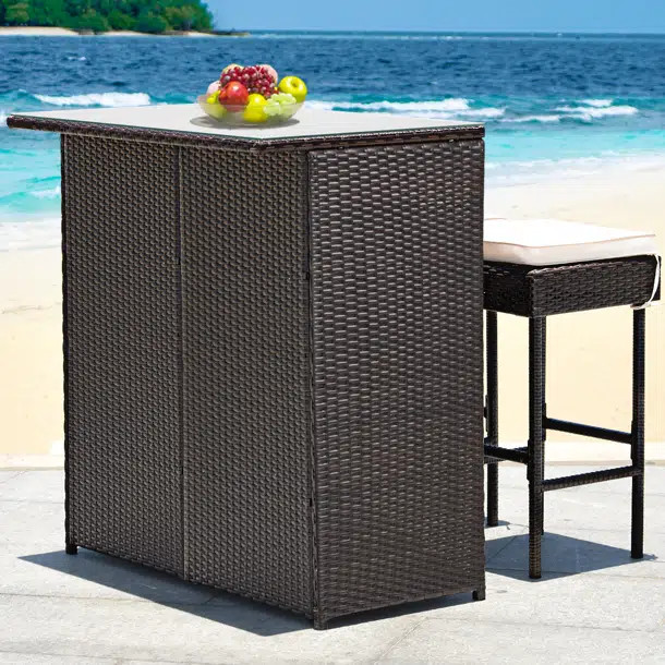 Wicker Bar Set with Stools | Wayfair North America