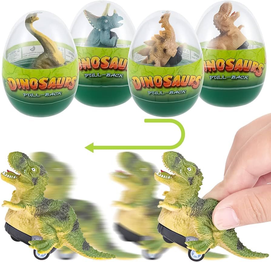 ThinkMax 4pcs Jumbo Easter Eggs Prefilled with Dinosaur Pull Back Cars for Kids Basket Stuffers, ... | Amazon (US)