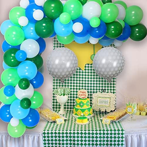 Golf Theme Birthday Party Supplies for 1 2 3 4 5 Year Old - Blue Green Balloon Garland Arch with Whi | Amazon (US)