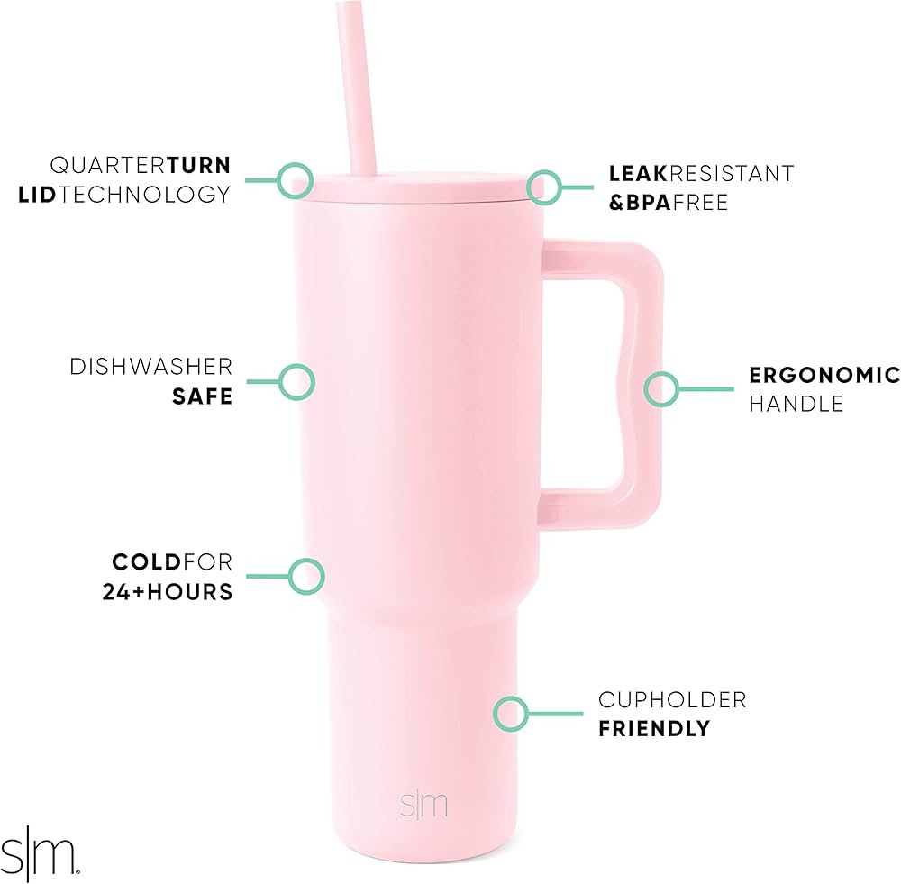 Simple Modern 40 oz Tumbler with Handle and Straw Lid | Insulated Cup Reusable Stainless Steel Wa... | Amazon (US)