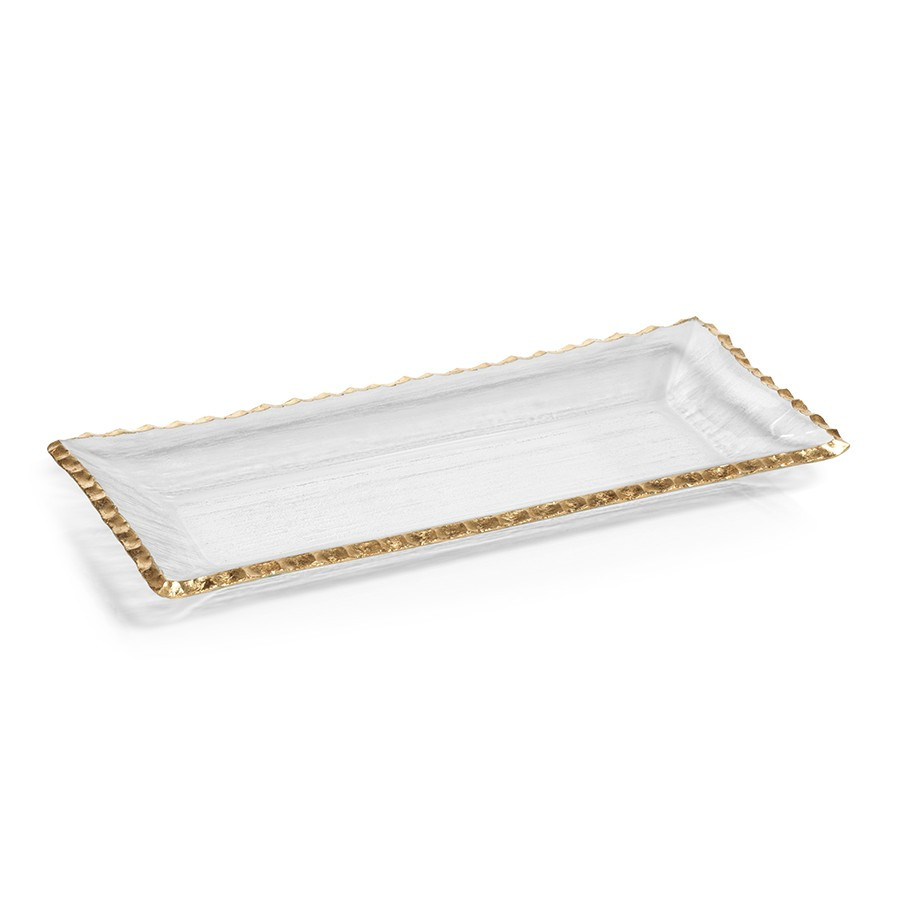 Textured Rectangular Tray with Gold Rim | Megan Molten
