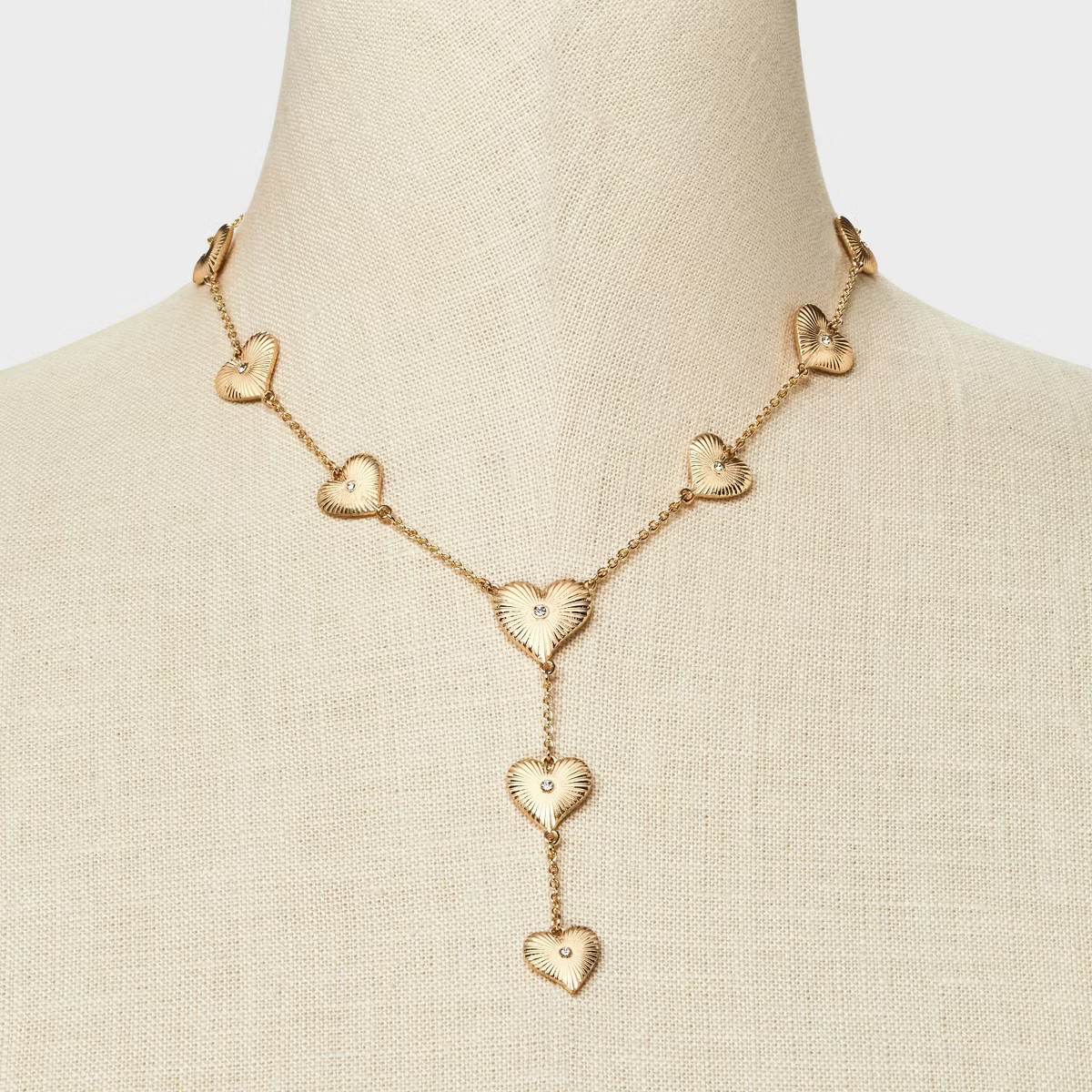 SUGARFIX by BaubleBar Stacked Hearts Y-Chain Necklace - Gold | Target