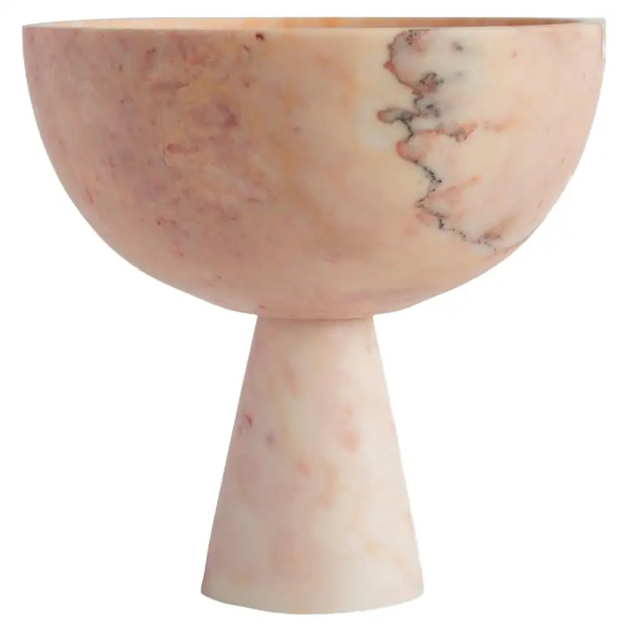 Pink Marble Pedestal Bowl XL | 1stDibs