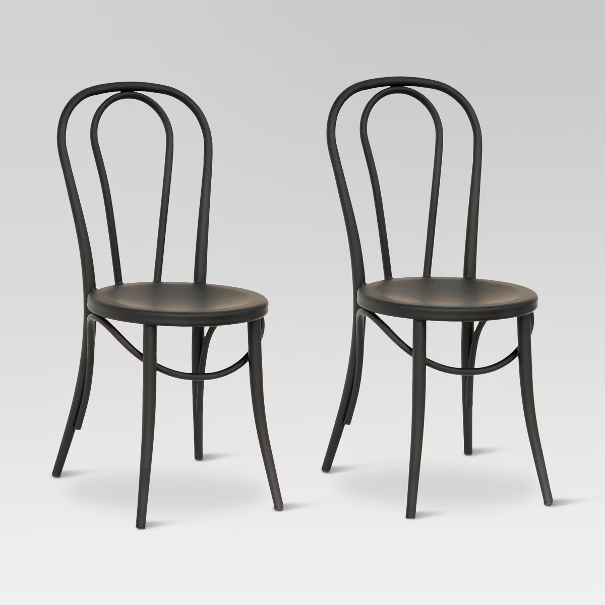 Set of 2 Emery Metal Bistro Chair Matte Black - Threshold™: Steel Frame, No Assembly, Curved Ba... | Target