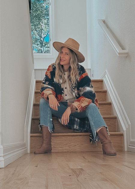 A fall day in the mountains calls for a rancher hat, Sherpa shirt jacket + tan leather boots...

#LTKstyletip #LTKfamily #LTKSeasonal