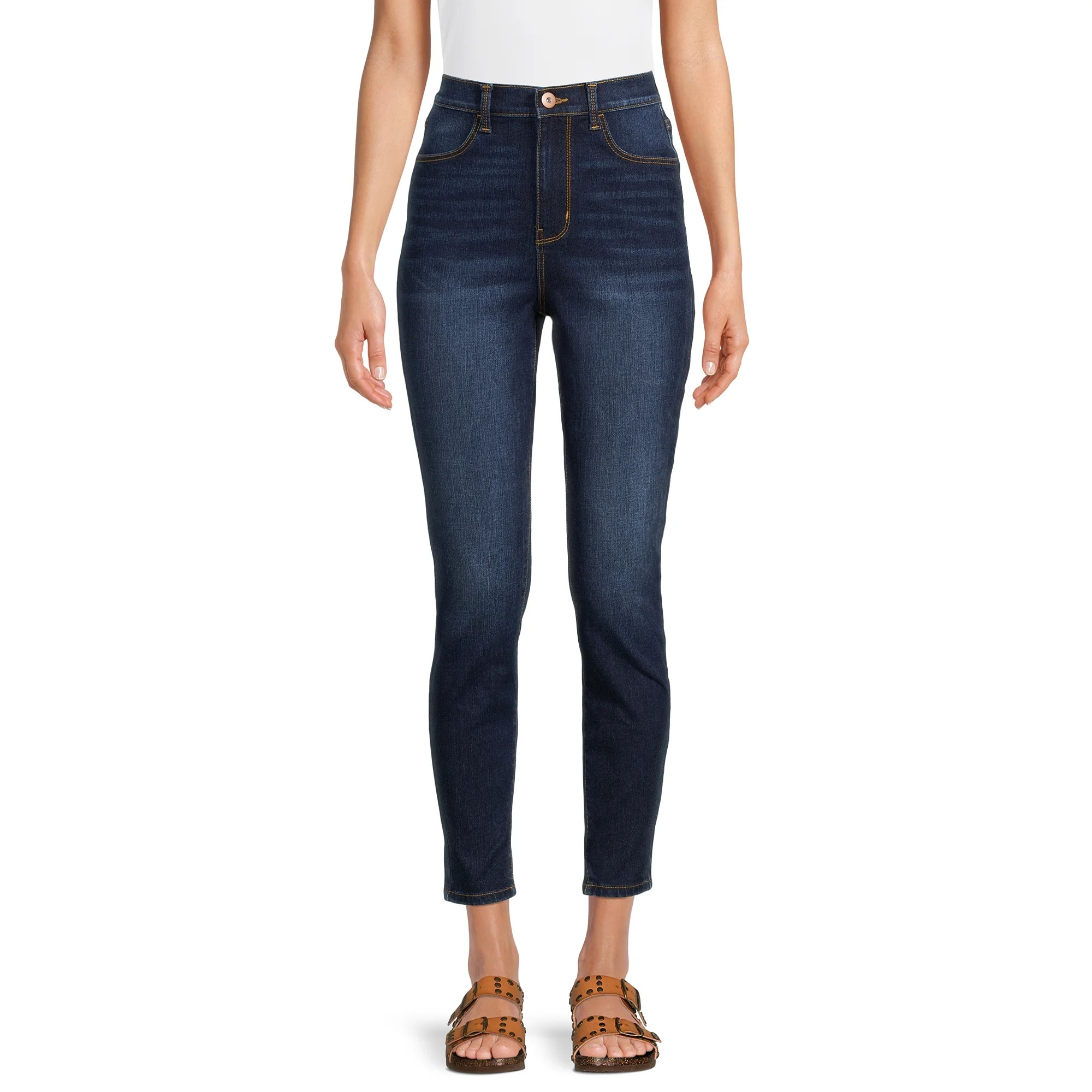 No Boundaries Juniors Curvy Ultra High Rise Crop Skinny Jeans | Walmart (US)