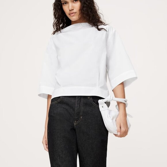 NWT!! Banana Republic White Oversized Cotton Poplin Boat-Neck Blouse Top XS | Poshmark