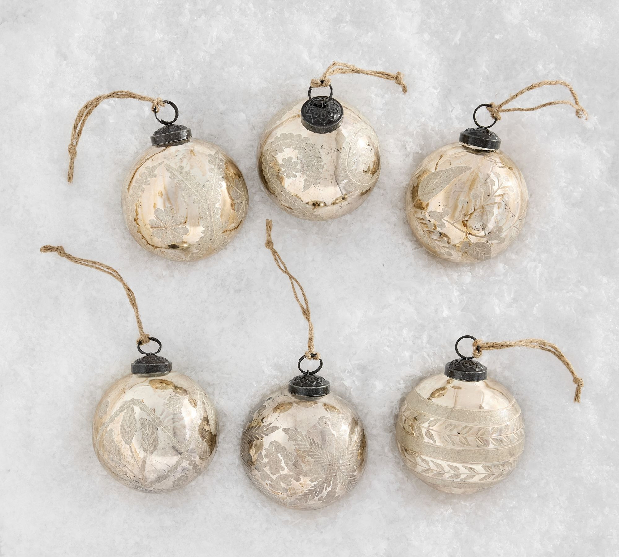 Silver Etched Ornament Box - Set of 6 | Pottery Barn (US)