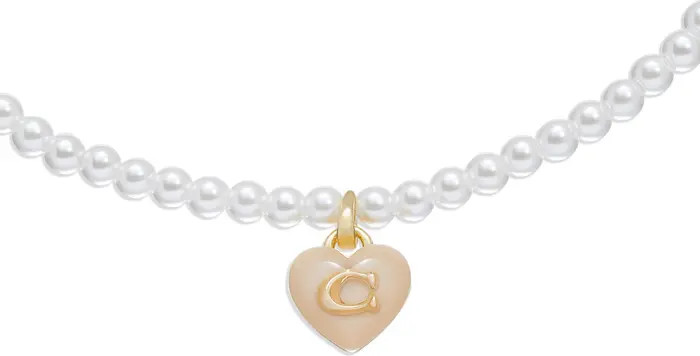 COACH Imitation Pearl Heart Choker | Nordstrom | Nordstrom