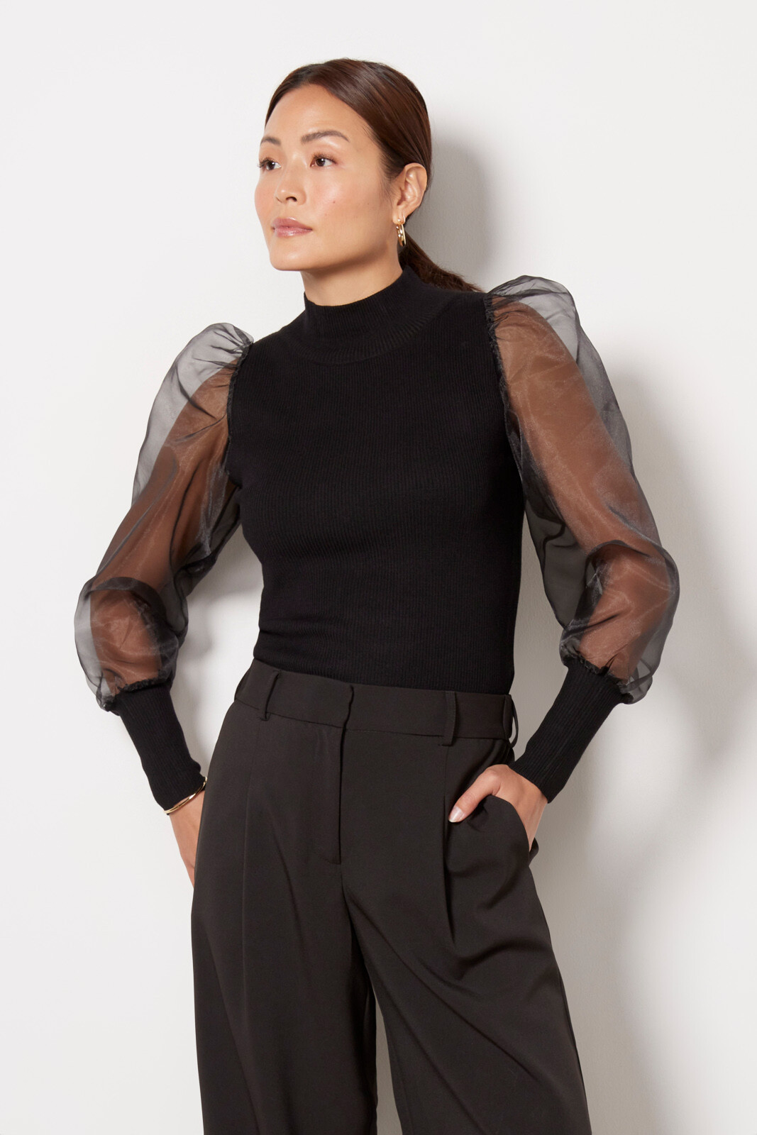 Organza Sleeve Pullover | Evereve