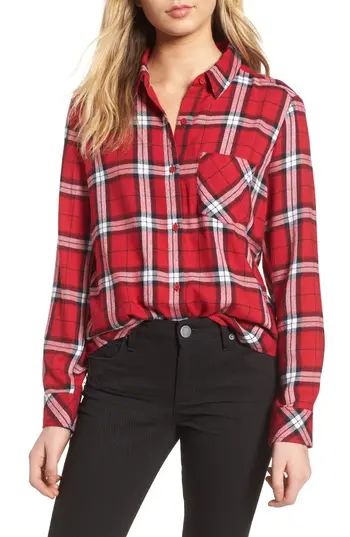 Women's Bp. Plaid Shirt, Size XX-Small - Red | Nordstrom
