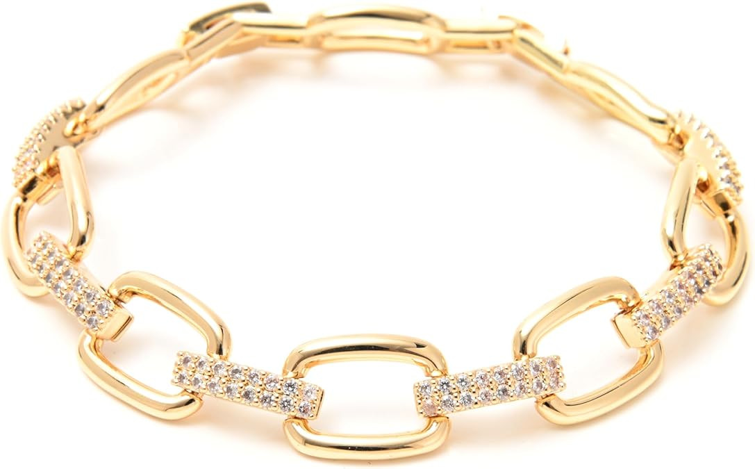 14K Gold and Silver Plated Special Cain Link with Toggle Clasp Closure in Daily or Party for Wome... | Amazon (US)