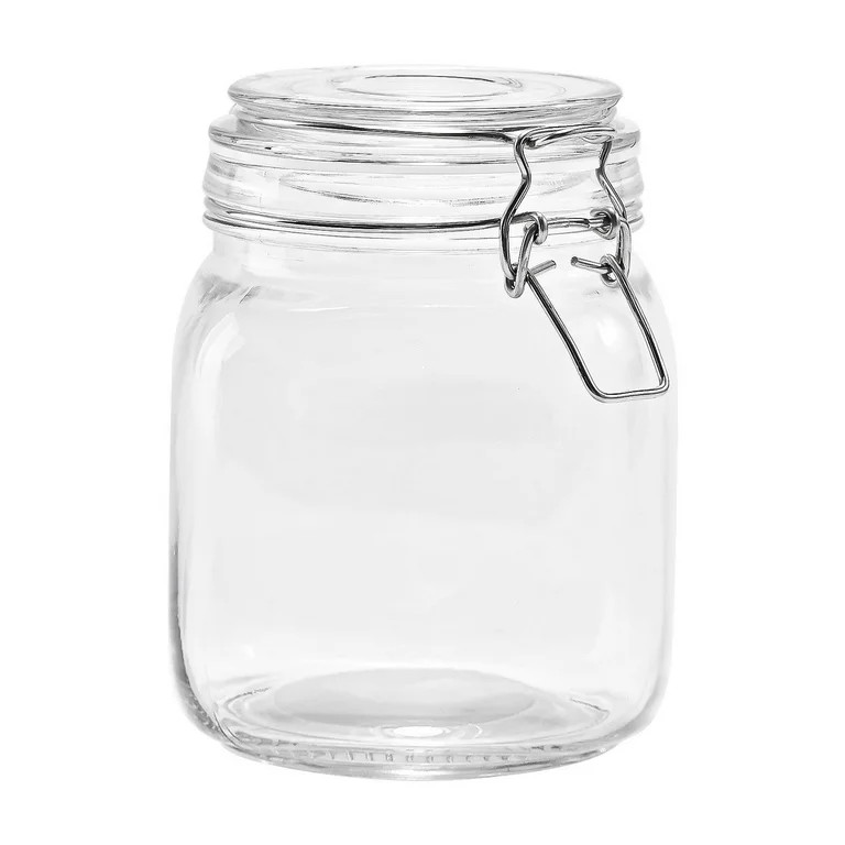 Mainstays Glass 38 oz Lock Lid Storage Jar Canister | Walmart (US)