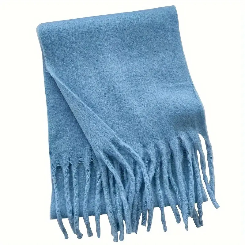 Solid Color Chunky Scarf On The Fringe Thick Coldproof Shawl Outdoor Warm Wraps For Women Autumn ... | Temu Affiliate Program