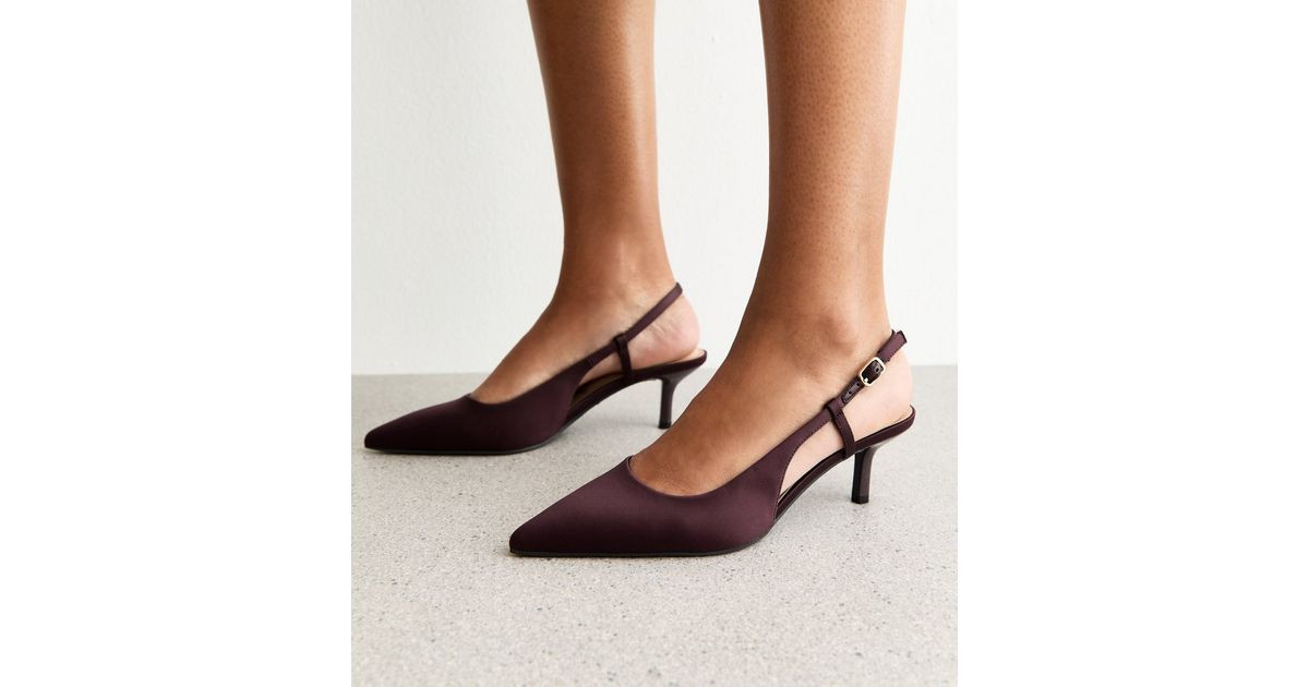 Burgundy Satin Slingback Pumps | New Look | New Look (UK)