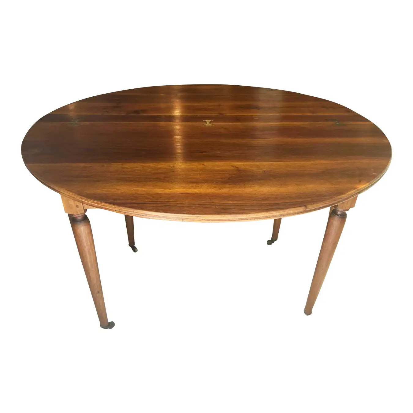 19th Century French Walnut Round Dining Table | Chairish