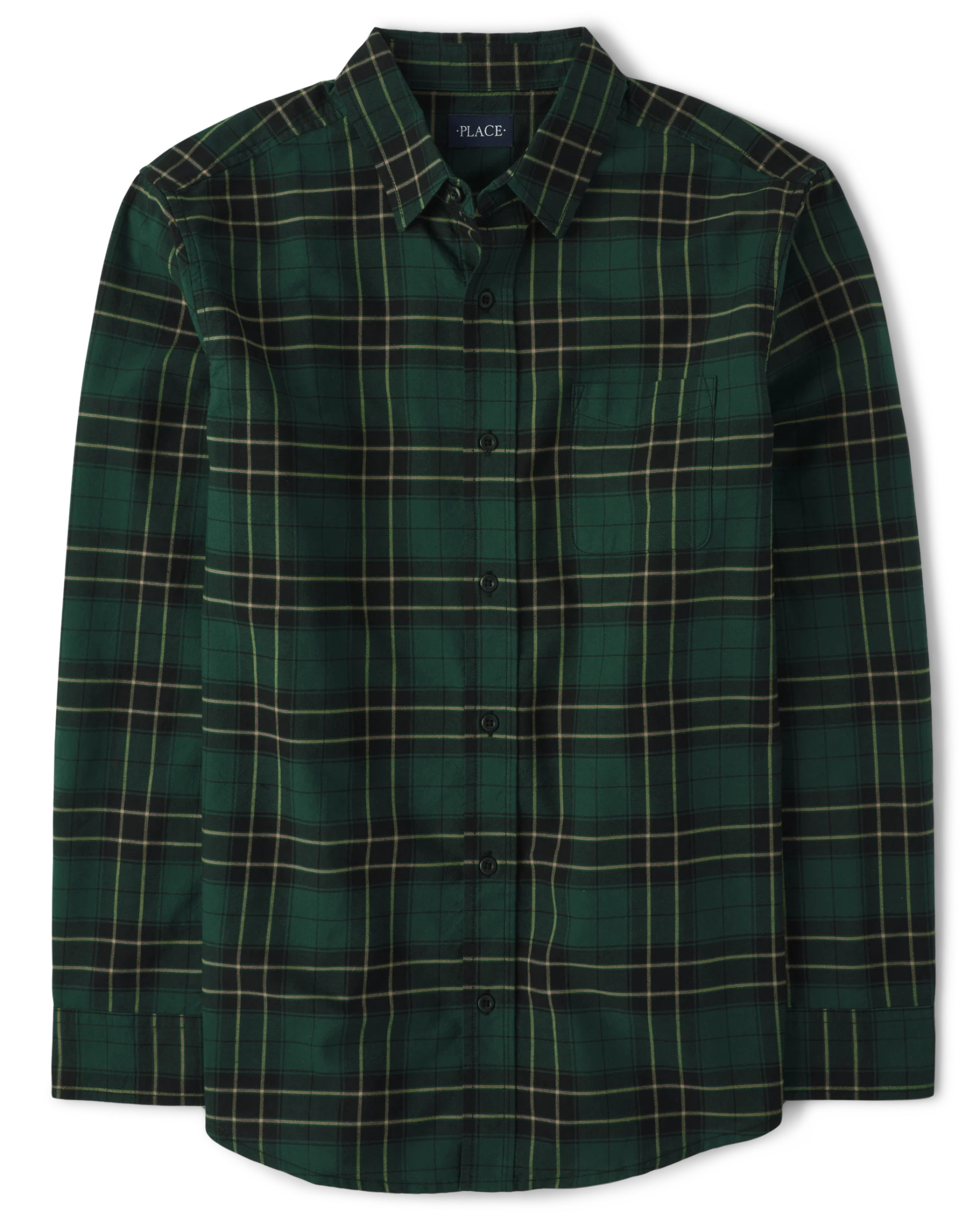Mens Matching Family Christmas Long Sleeve Plaid Oxford Button Up Shirt - SPRUCESHAD | The Childr... | The Children's Place