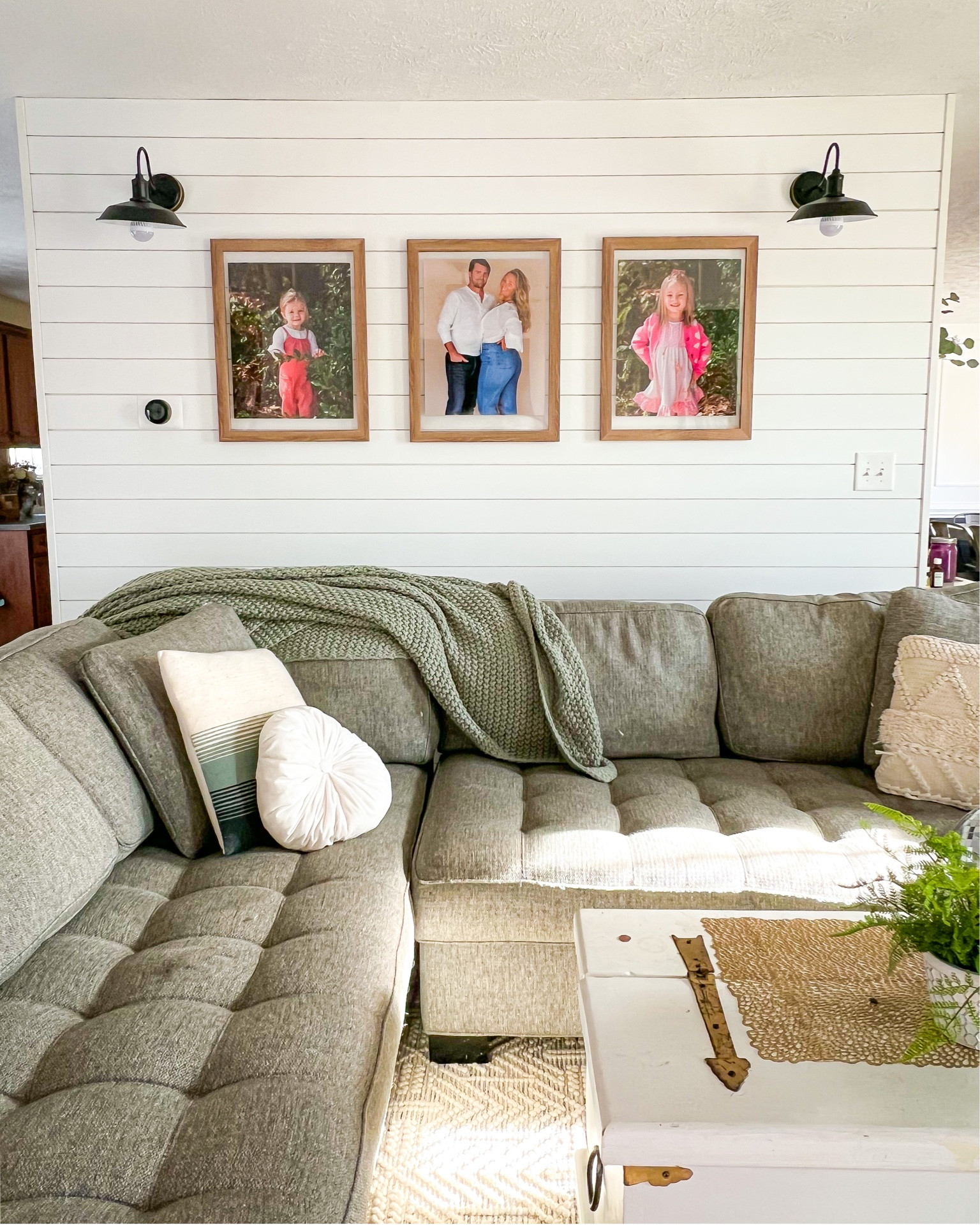 Styling the DIY shiplap wall with wireless light fixtures and floating picture frames! If you head to my Instagram I have the whole tutorial! 

#LTKhome #LTKunder50 #LTKstyletip