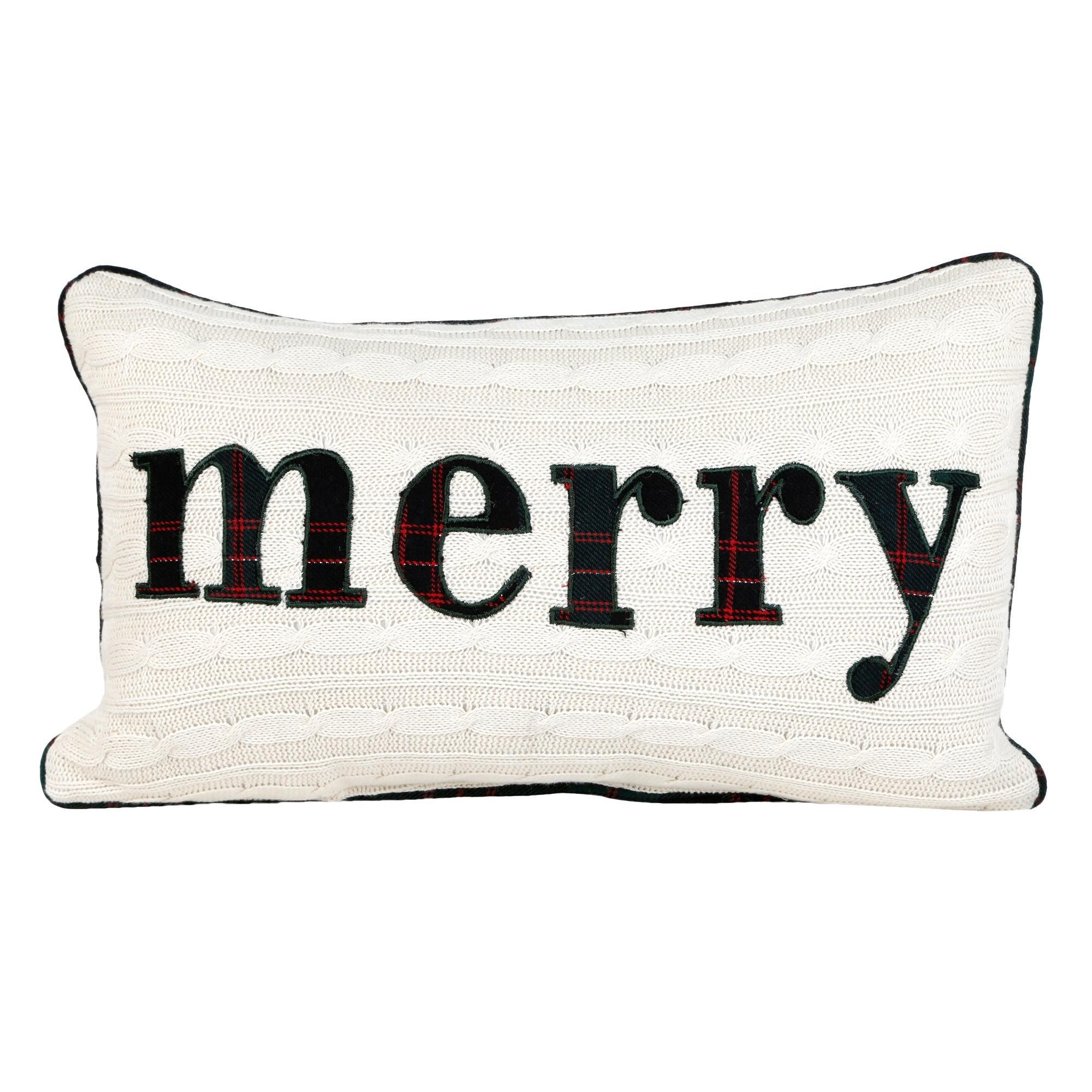 14x20 Cable Knit Merry Throw Pillow - White-White-4173269957730   | Burkes Outlet | bealls