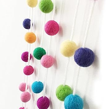 Misscrafts Felt Ball Garland 9.8 Feet 100% Wool Roving Pom Pom Garland 35 Balls 20mm Colorful for... | Amazon (US)