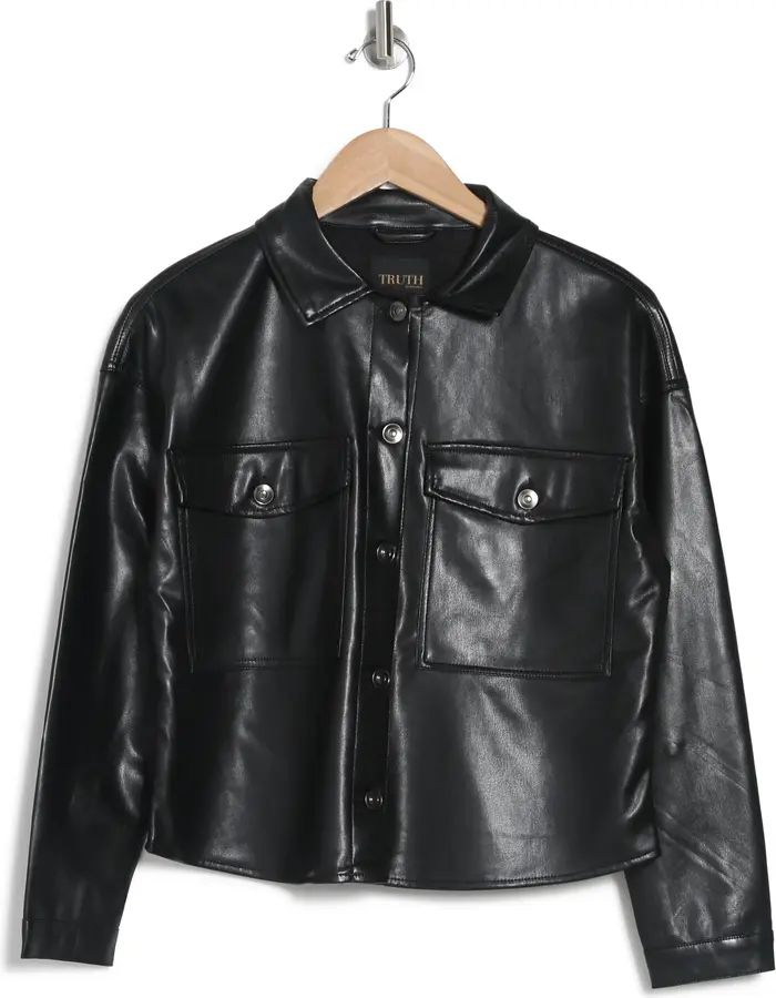philosophy Cropped Faux Leather Shacket | Nordstrom Rack