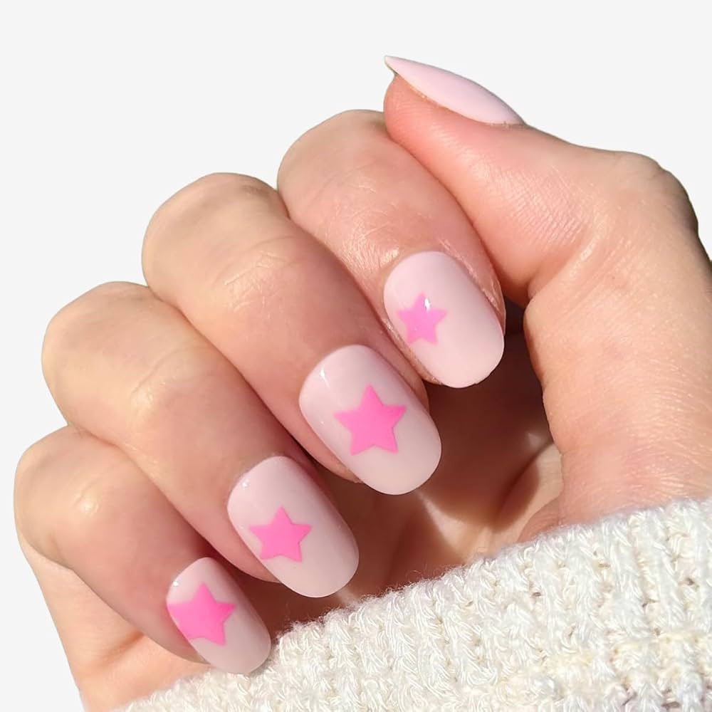 Amazon.com: Olive & June Super Stick Mani Press-On Nails | Short, Round | No Glue Needed | 32 Tab... | Amazon (US)