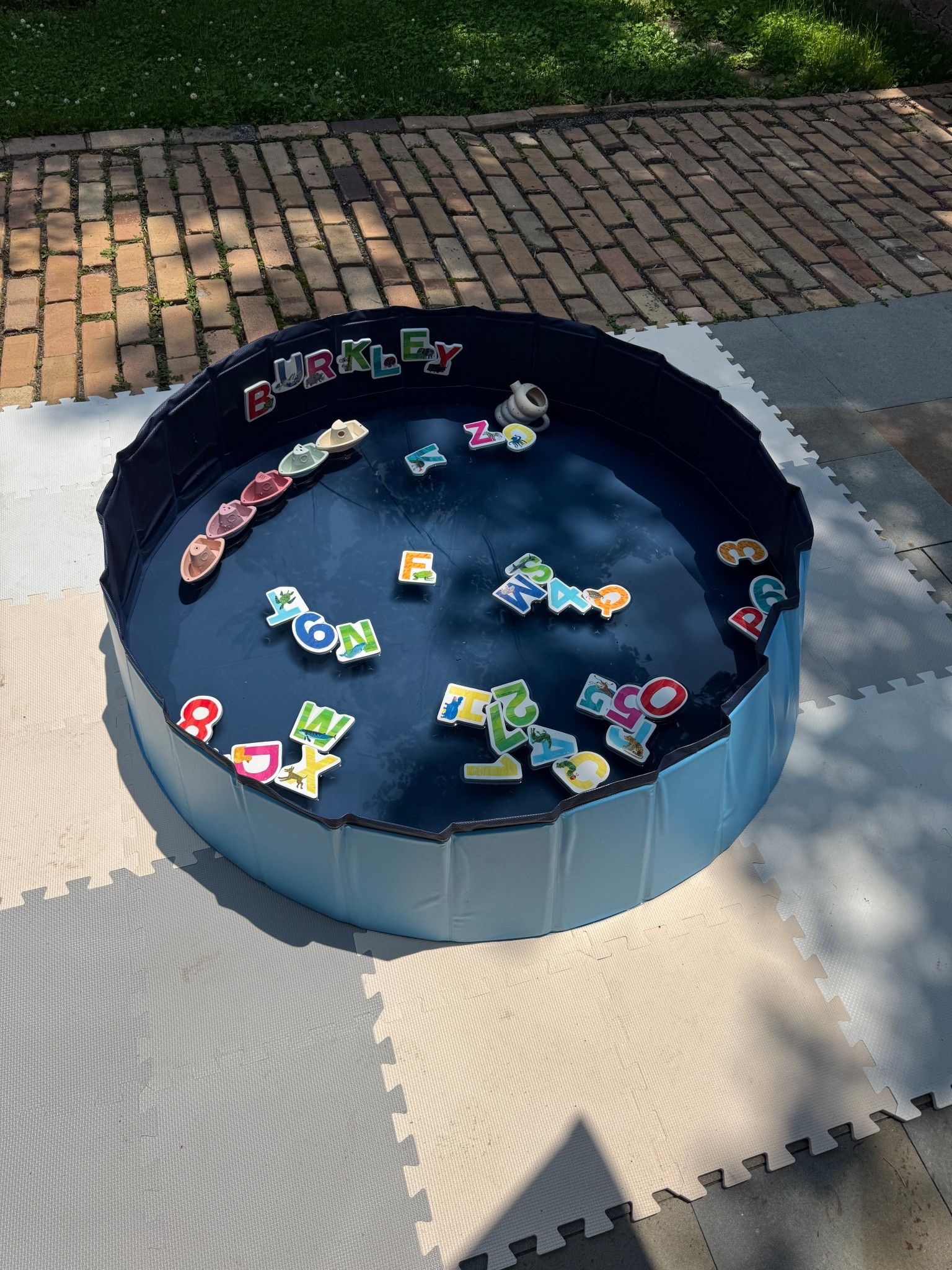 Baby pool for backyard summer fun! Bath toys stick to the side :) silicone watering can and boats. Mat for cushion underneath 

#LTKBaby #LTKSummerEdit #LTKSeasonal