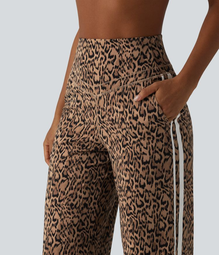 Women\u2019s Halara UltraSculpt\u2122 Leopard Print High Waisted Tummy Control Side Stripes Yoga ... | HALARA