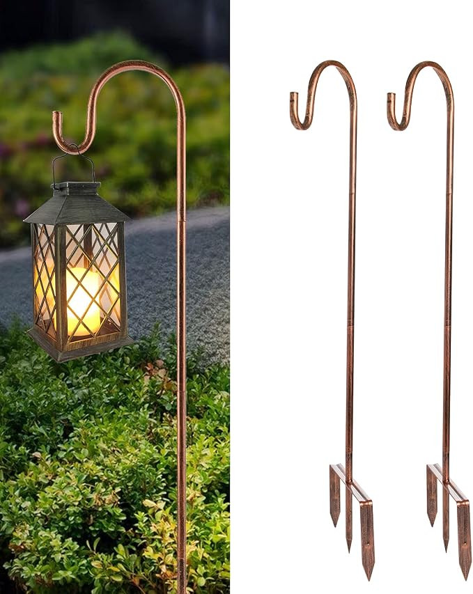 Beautyard 2 Pack Shepherds Hook Outdoor Heavy Duty for Hanging Plant Baskets, Hummingbird Feeders... | Amazon (US)