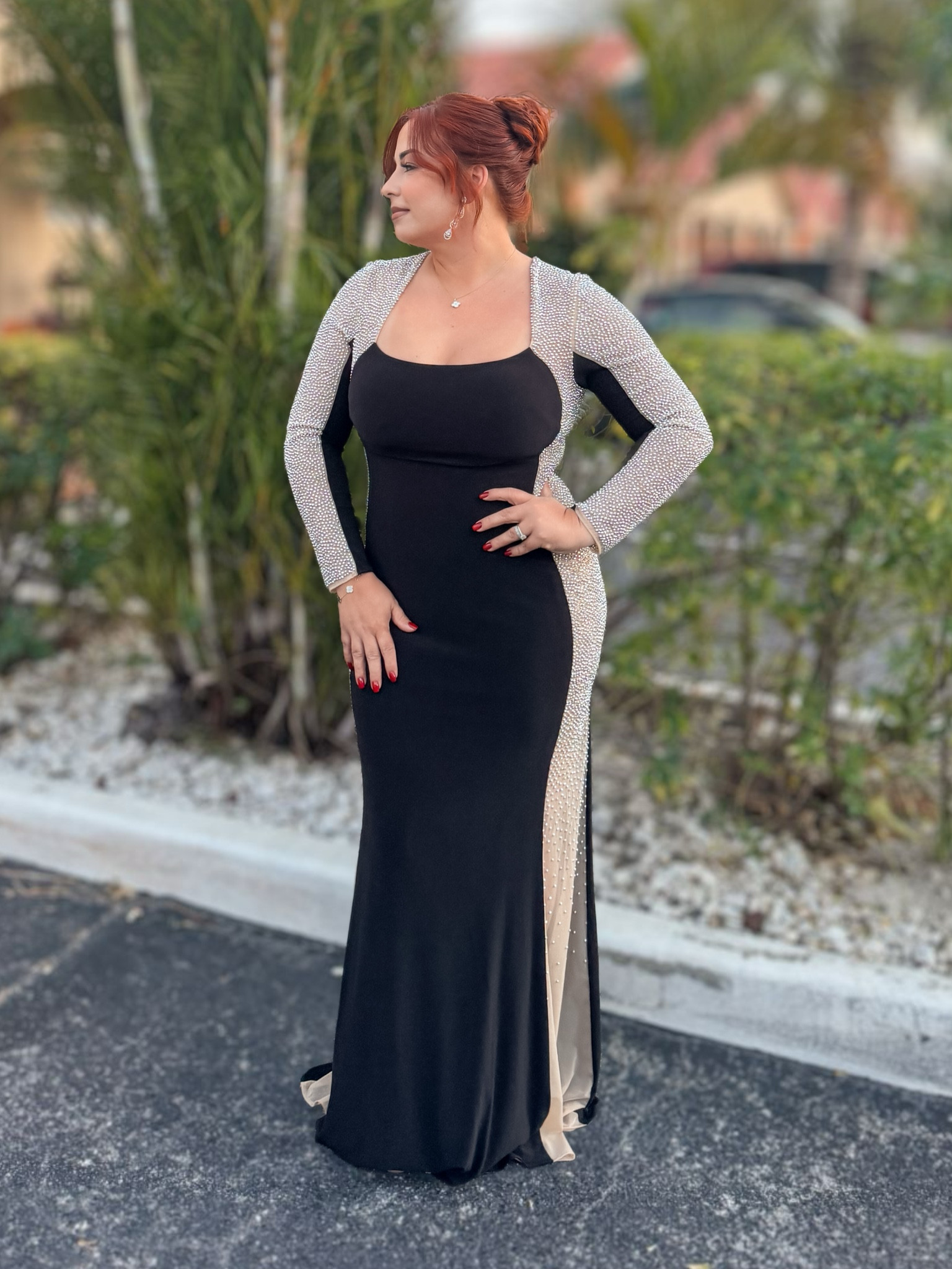 Elegant and classy black dress for formal events . Elegant jewelry elegant bow heels 

#LTKParties #LTKHoliday #LTKWedding