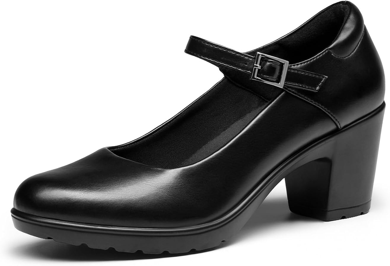 DREAM PAIRS Women's Chunky Low Block Heels Mary Jane Closed Toe Work Pumps Comfortable Round Toe ... | Amazon (US)