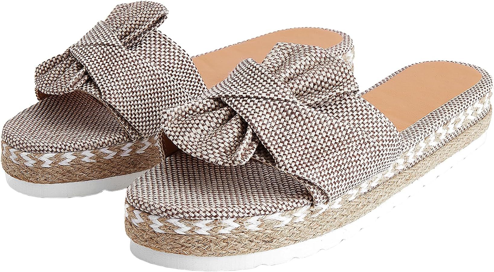 stylewe Women's Low Wedge, Platform Sandals with Bow Details | Amazon (US)